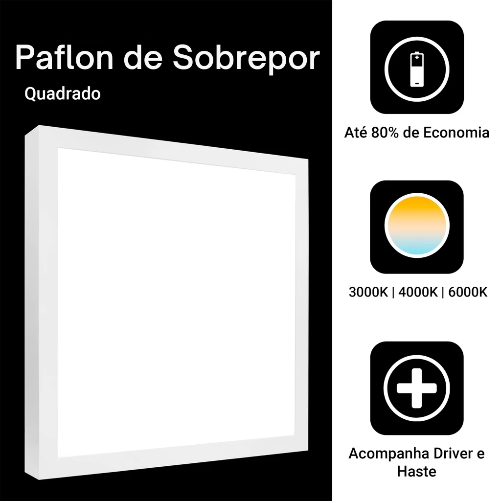 Plafon de Sobrepor Aurora Branco Minimalista